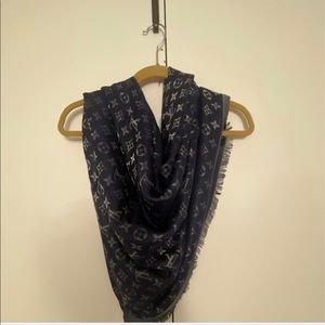Louis Vuitton Navy Silk Scarf